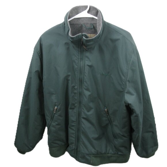 Vtg L.L. Bean Men's Green Fleece Lined Zip Front Jacket Size Large - Picture 1 of 6